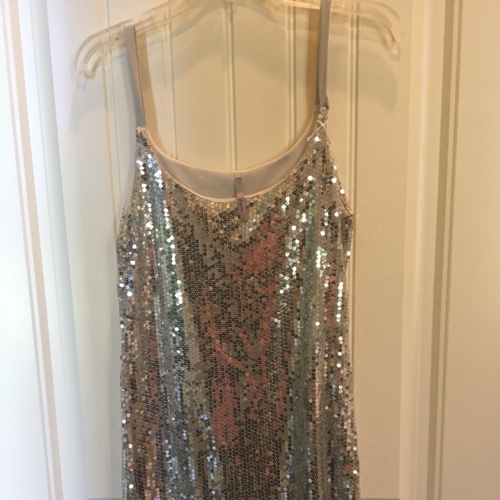 Sequin dress with silver straps